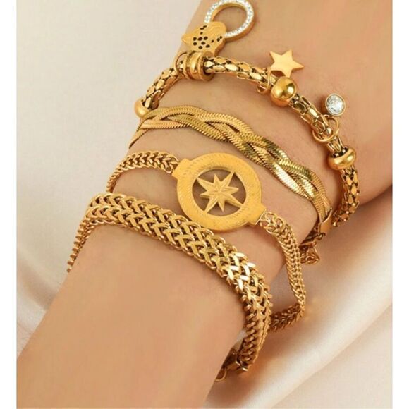 Double Wheat Chain Necklace Bracelet Set - Picture 7 of 11